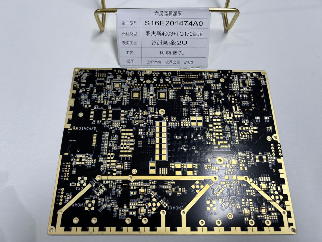 Πίνακας PCB Goldfinger Rogers 16 στρώσεις 100% ηλεκτρική δοκιμή Πέρασε VIPPO Rogers + FR4 Mixed