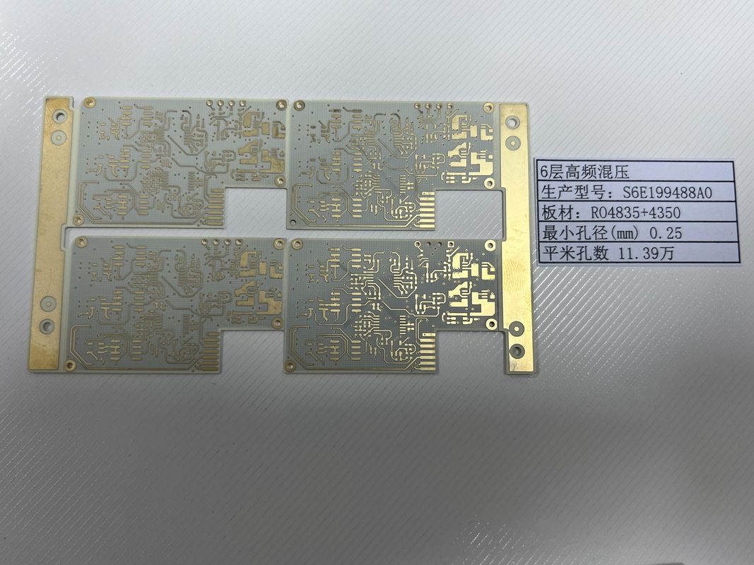 100% ηλεκτρική δοκιμή Rogers PCB Board με χρυσό φινίρισμα 6 στρώσεις RO4835+4350 μείγμα