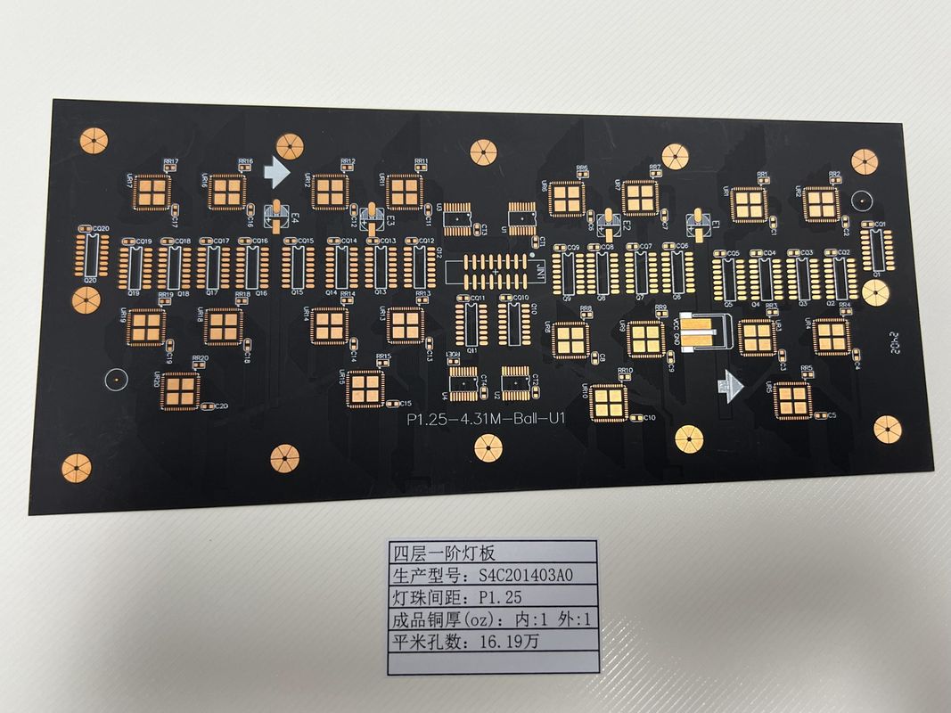 Εικονική οθόνη LED P1.25 4L 1+N+1 HDI Ειδική πλακέτα PCB με ελάχιστο μέγεθος τρύπας 0,15mm Για εφαρμογές πρίζας λαμπτήρα