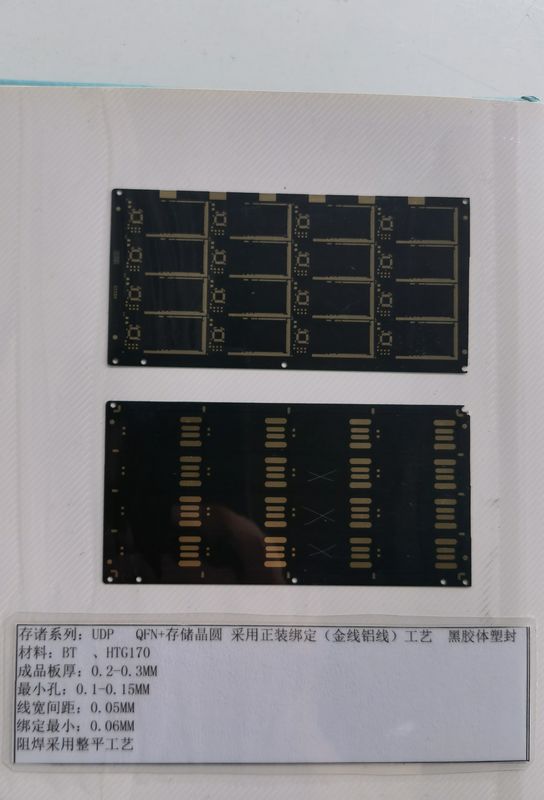 Σκληρό 2Layer μαύρο Solder Mask PCB 0.1mm Trace Spacing IC Υποστρώματα κάρτα SD χωρίς υλικά BT