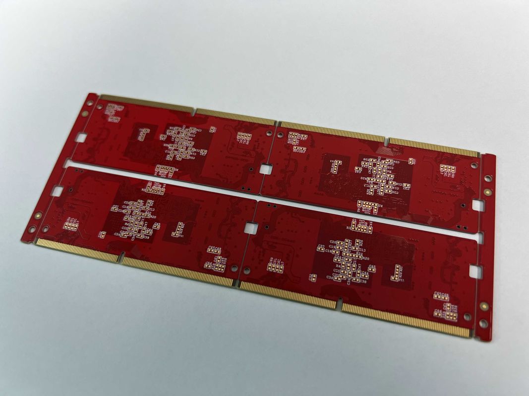 Πίνακας πολυεπίπεδου PCB βύθισης χρυσού με κόκκινο χρώμα μάσκας συγκόλλησης και βάρος χαλκού 0,25OZ